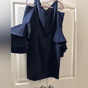 Maggy London Navy Cold-Shoulder Dress